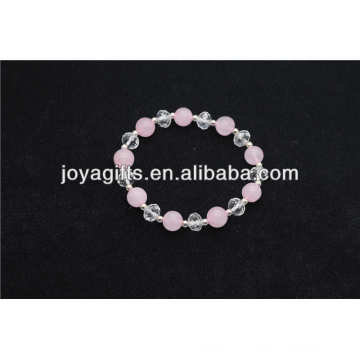 Handmade crystal beads with natural rose quartz bracelet